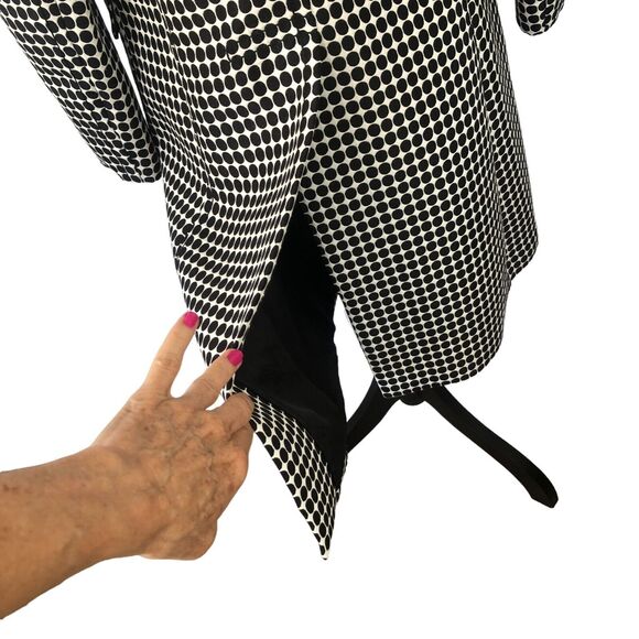 Max Edition Classic Black‎ And White Polka Dot Long Line Coat Jacket | Size 4 - Picture 9 of 15
